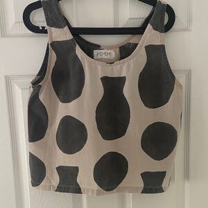 PO-EM Women's Black and Cream Tank Top